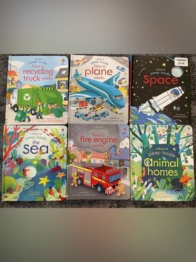 Usborne “Peep Inside” Board Book Bundle (6 Books) – Lift-the-Flap